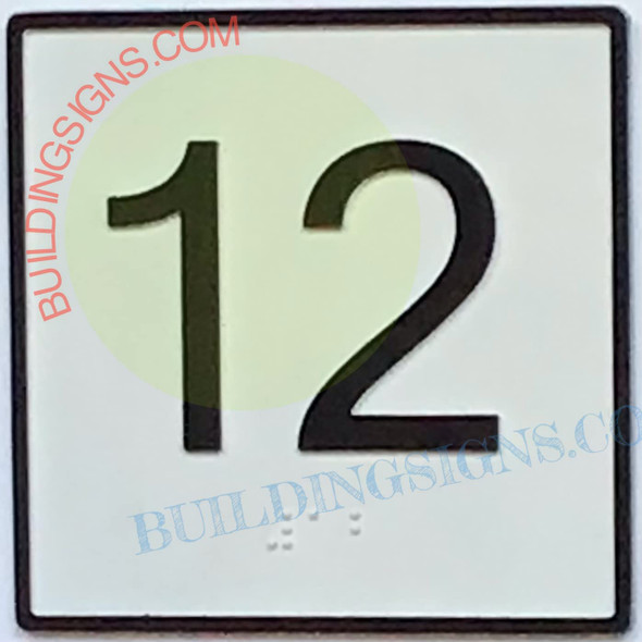 Elevator Floor Number 12 Sign- Elevator JAMB Plate Floor 12 Sign -The Iron LINE