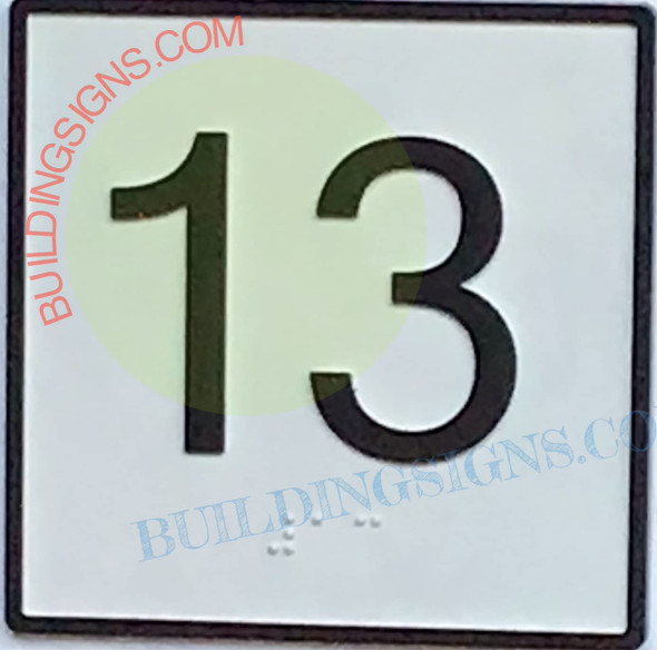 Elevator Floor Number 13 Sign- Elevator JAMB Plate Floor 13 Sign -The Iron LINE