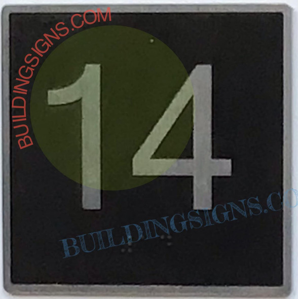 ELEVATOR FLOOR NUMBER 14 - ELEVATOR JAMB PLATE FLOOR 14  -THE IRON LINE