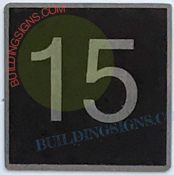 ELEVATOR FLOOR NUMBER 15 - ELEVATOR JAMB PLATE FLOOR 15  -THE IRON LINE