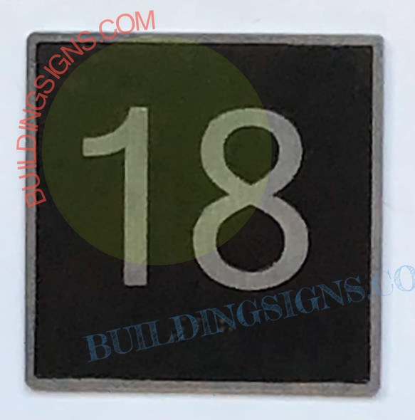 ELEVATOR FLOOR NUMBER 18 - ELEVATOR JAMB PLATE FLOOR 18  -THE IRON LINE