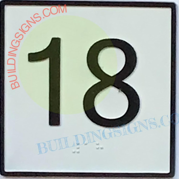 Elevator Floor Number 18 - Elevator JAMB Plate Floor 18  -The Iron LINE