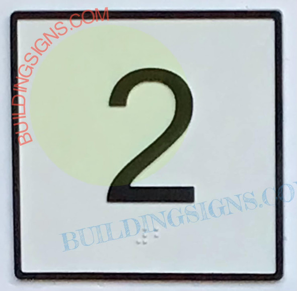 ELEVATOR FLOOR NUMBER 2 SIGN- ELEVATOR JAMB PLATE 1 SIGN -THE IRON LINE