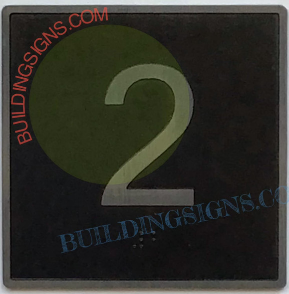 ELEVATOR FLOOR NUMBER 2 SIGN- ELEVATOR JAMB PLATE FLOOR 2 SIGN -THE IRON LINE