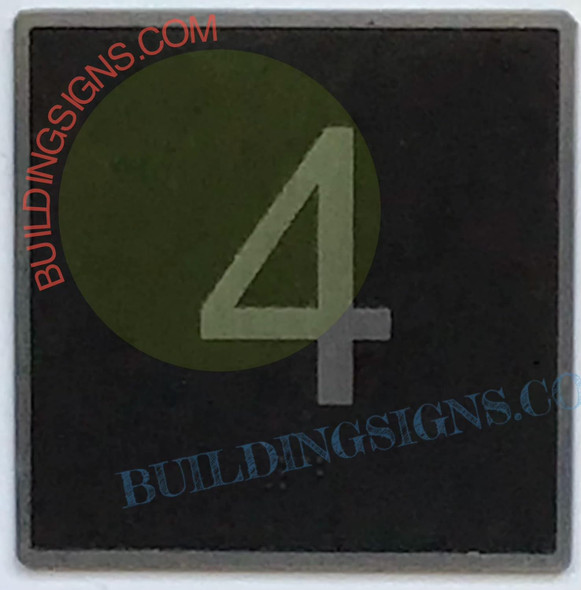 ELEVATOR FLOOR NUMBER 4 SIGN- ELEVATOR JAMB PLATE FLOOR 4 SIGN -THE IRON LINE