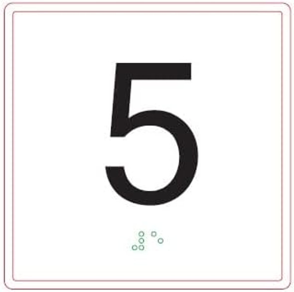 ELEVATOR FLOOR NUMBER 5 - ELEVATOR JAMB PLATE FLOOR 5  -THE IRON LINE