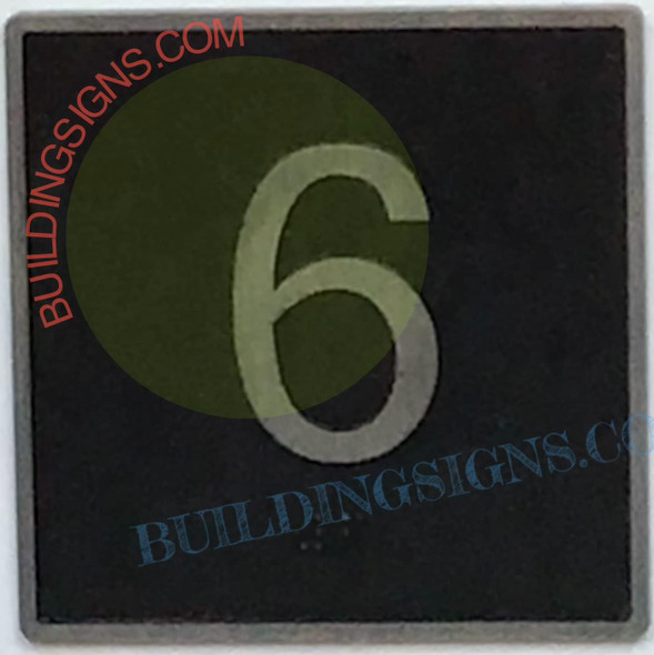 ELEVATOR FLOOR NUMBER 6 - ELEVATOR JAMB PLATE FLOOR 6  -THE IRON LINE