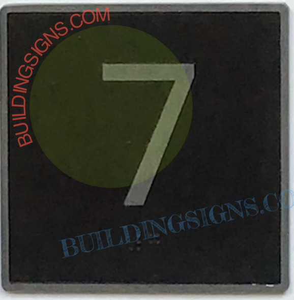 ELEVATOR FLOOR NUMBER 7 SIGN- ELEVATOR JAMB PLATE FLOOR 7 SIGN -THE IRON LINE