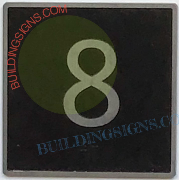 ELEVATOR FLOOR NUMBER 8 - ELEVATOR JAMB PLATE FLOOR 8  -THE IRON LINE