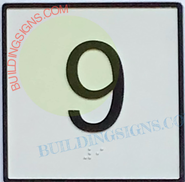 Elevator Floor Number 9 - Elevator JAMB Plate Floor 9  -The Iron LINE