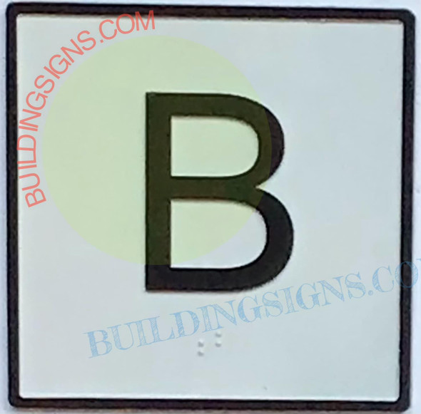 ELEVATOR FLOOR NUMBER B - ELEVATOR JAMB PLATE FLOOR B  -THE IRON LINE
