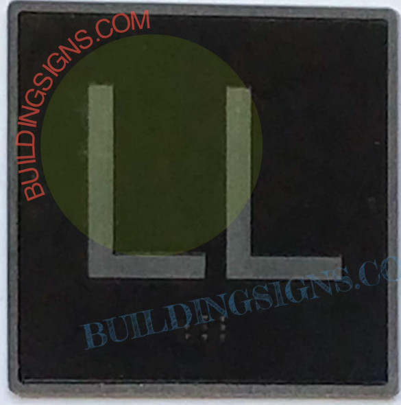 ELEVATOR FLOOR NUMBER LL SIGN- ELEVATOR JAMB PLATE FLOOR LL SIGN -THE IRON LINE