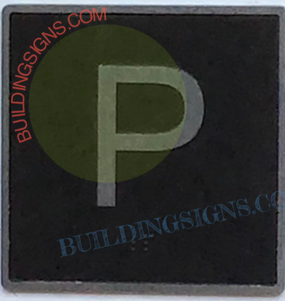 ELEVATOR FLOOR NUMBER P - ELEVATOR JAMB PLATE PARKING  -THE IRON LINE