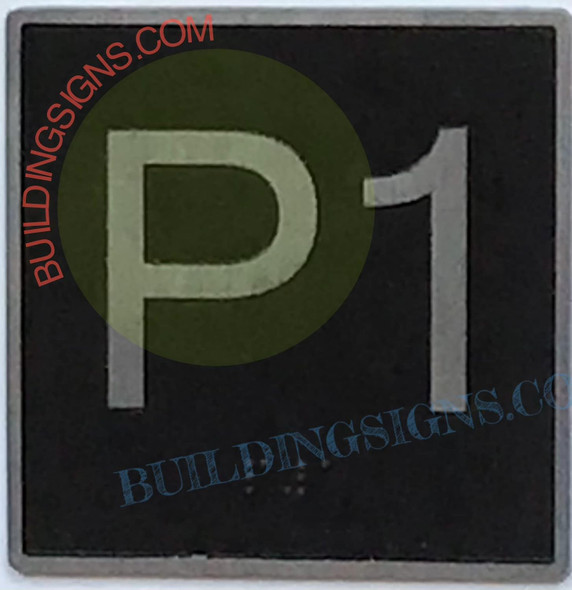 ELEVATOR FLOOR NUMBER P1 SIGN- ELEVATOR JAMB PLATE FLOOR parking 1 SIGN -THE IRON LINE