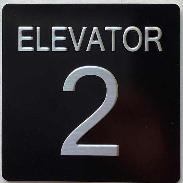 ELEVATOR FLOOR NUMBER  with Raised letters/Image & Grade 2 Braille - Includes Red Adhesive pad for Easy Installation - The sensation line (ELEVATOR NUMBER 2)