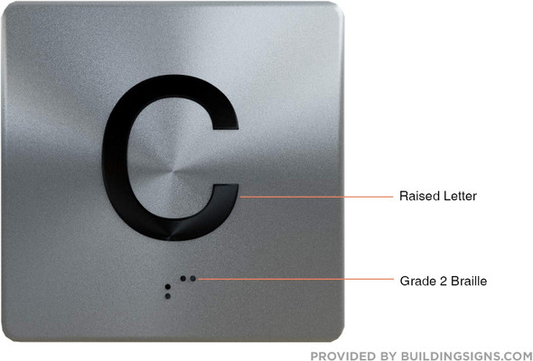 Elevator JAMB Plate with Braille - Elevator Floor Number Brush SILVER (C- CELLAR)
