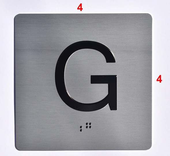 Elevator JAMB Plate with Braille - Elevator Floor Number Brush SILVER (G- GROUND )