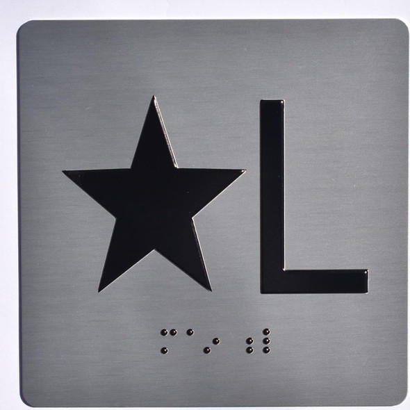 Elevator JAMB Plate with Braille - Elevator Floor Number Brush SILVER (Star Lobby )