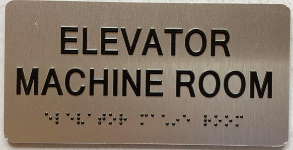 ELEVATOR MACHINE ROOM  with Raised letters/Image & Grade 2 Braille - Includes Red Adhesive pad for Easy Installation - The park Ave Line