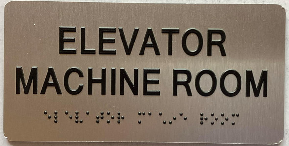ELEVATOR MACHINE ROOM sign with Raised letters/Image & Grade 2 Braille - Includes Red Adhesive pad for Easy Installation - The park Ave Line