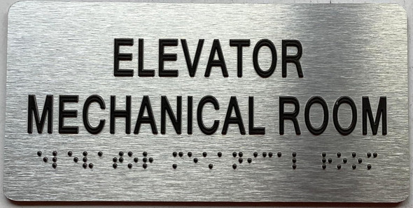 ELEVATOR MECHANICAL sign with Raised letters/Image & Grade 2 Braille - Includes Red Adhesive pad for Easy Installation - The park Ave Line