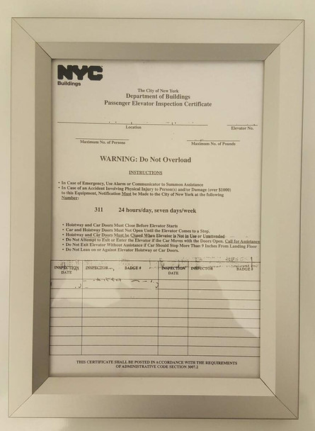 Elevator Permit  Wall Frame