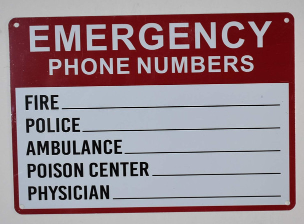 Emergency Phone Numbers Safety  - Fire, Police, Ambulance, Poison Center, Physician