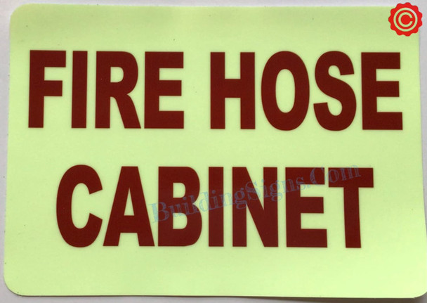 FIRE HOSE CABINET Glow-In-The-Dark Self-Sticker Polyester Glow-In-The-Dark Fire , 7X10