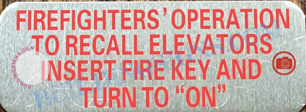 Firefighters Operation to Recall Elevators Insert FIRE Key and Turn to ON