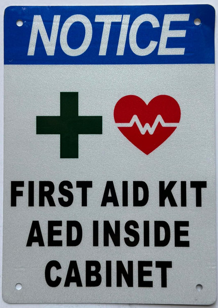 FIRST AID KIT AND AED INSIDE CABIENT
