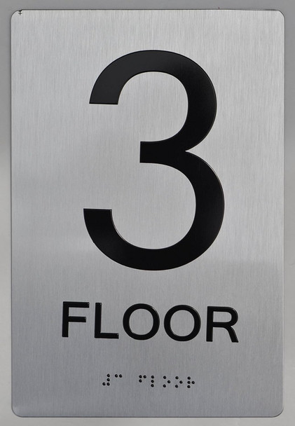 Floor Number  Tactile Graphics Grade 2 Braille Text With Raised Letters Aluminum, Safety  For Office, School Hospital,Brush Silver (Sensation Line)