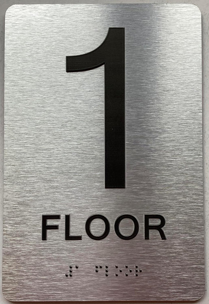 Floor number  with Raised letters/Image & Grade 2 Braille - Includes Red Adhesive pad for Easy Installation - The park Ave Line (1st Floor)
