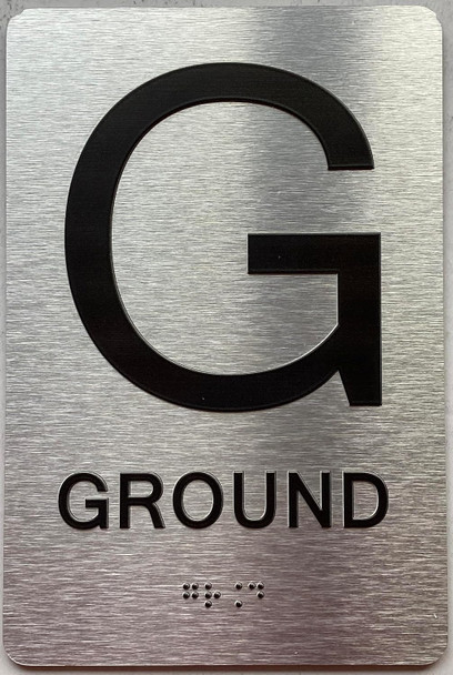 Floor number  with Raised letters/Image & Grade 2 Braille - Includes Red Adhesive pad for Easy Installation - The park Ave Line (Ground)