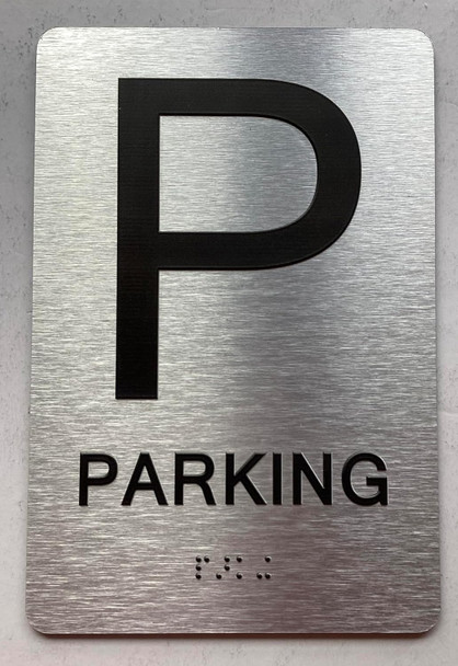 Floor number  with Raised letters/Image & Grade 2 Braille - Includes Red Adhesive pad for Easy Installation - The park Ave Line (Parking Floor)