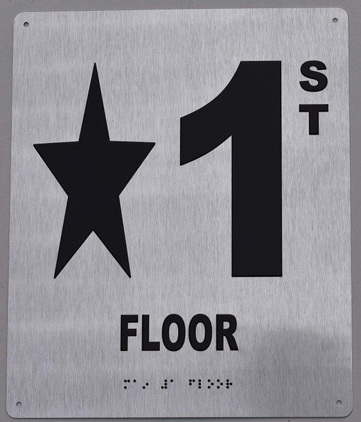 Floor Number Star 1 - Floor Number - Tactile Touch Braille  - The Sensation line