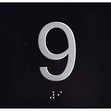 elevator 9th floor sign jamb plate sign black