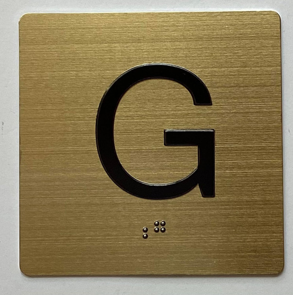G Elevator Jamb Plate  With Braille and raised number-Elevator GROUND floor number  - The sensation line