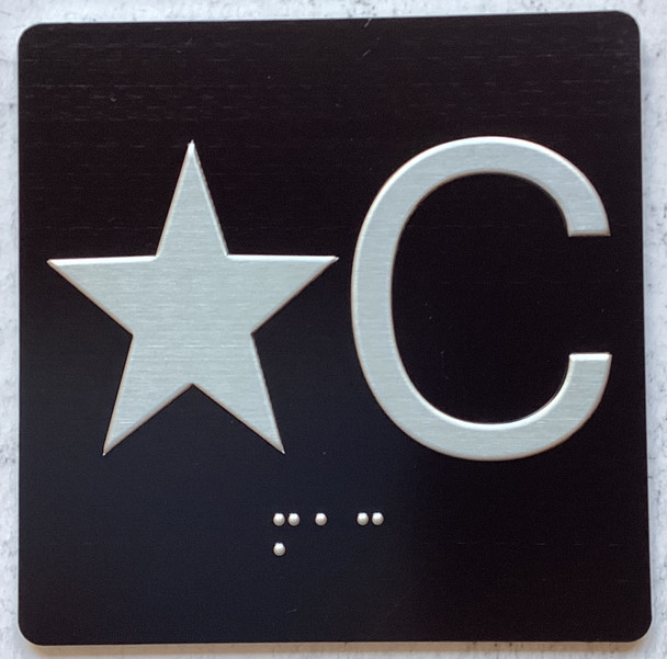 star c ( cellar) elevator floor number sign jamb plate sign