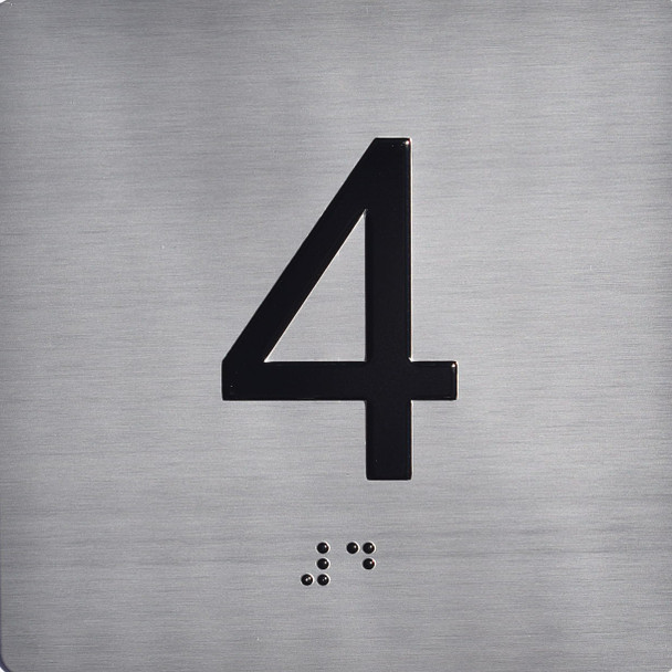 elevator floor 4 silver jamb plate 4 silver sign