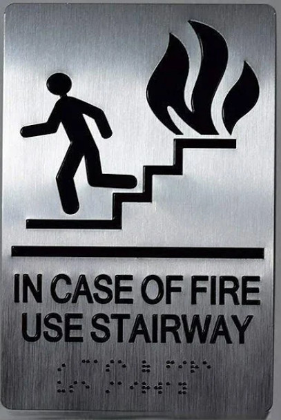 In case of fire use stairway sign elevator sign