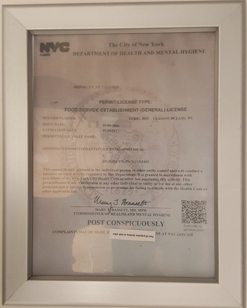 NYC Food Service Establishment  Wall Frame Heavy Duty !!!