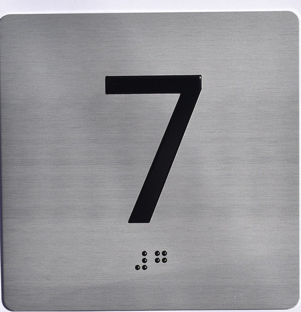 elevator floor 7 sign silver jamb plate floor 7 sign silver