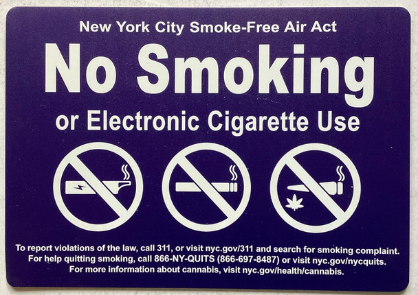 NYC NO SMOKING OR ELECTRONIC CIGARETTES IN COMMAND AREA OF THIS BUILDING