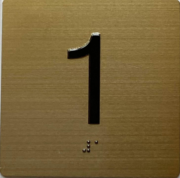 1ST FLOOR Elevator Jamb Plate sign With Braille and raised number-Elevator FLOOR 1 number sign - The sensation line Sign