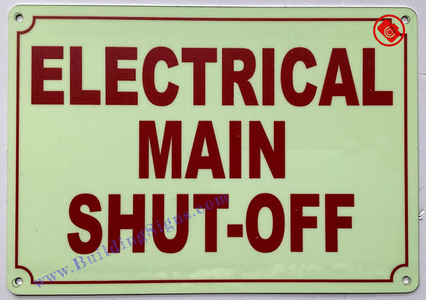Photoluminescent ELECTRICAL MAIN SHUT-OFF /GLOW IN THE DARK ELECTRICAL MAIN SHUT-OFF