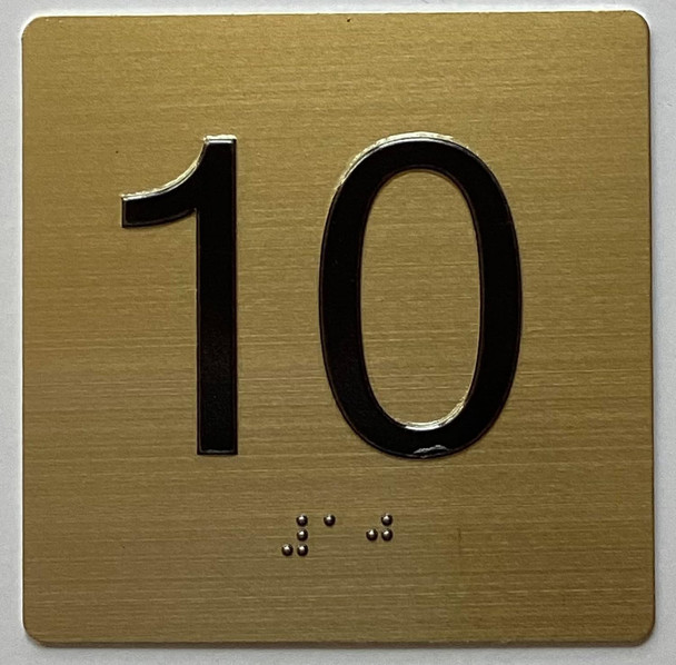 10TH FLOOR Elevator Jamb Plate sign With Braille and raised number-Elevator FLOOR 10 number sign - The sensation line Sign
