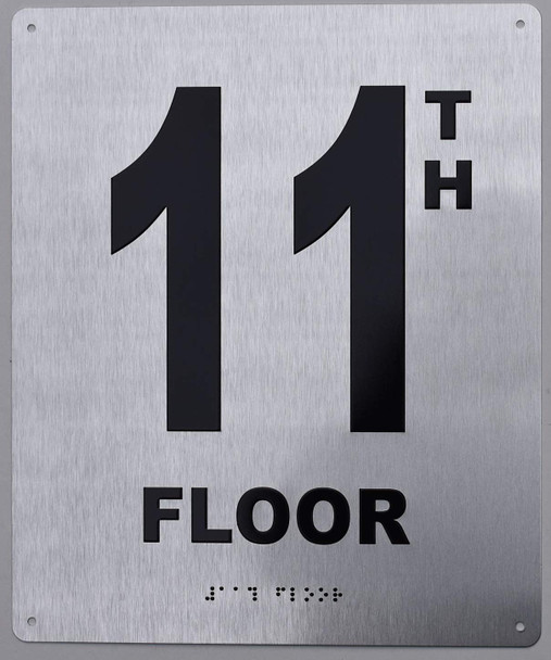 11TH Floor Sign- Floor Number Sign- Tactile Touch Braille Sign - The Sensation line Sign