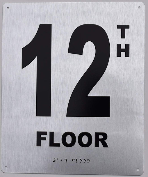 12TH Floor Sign- Floor Number Sign- Tactile Touch Braille Sign - The Sensation line Sign