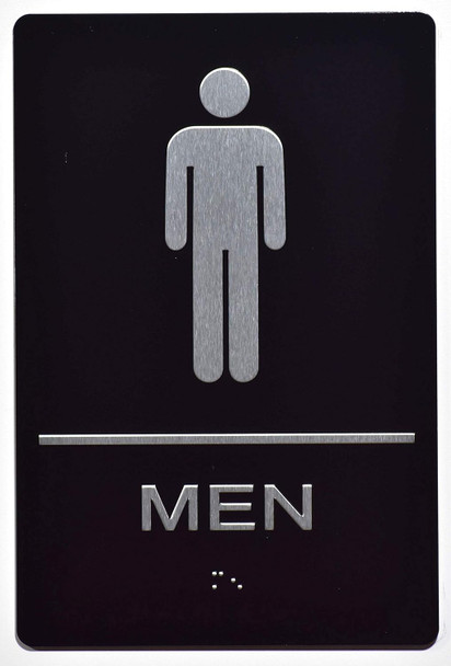 RESTROOM  Tactile Graphics Grade 2 Braille Text with raised letters, Material: Aluminium, Safety  for Office, school Hospital,brush BLACK