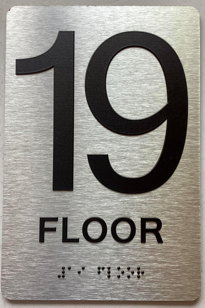 19th floor sign with Raised letters/Image & Grade 2 Braille - Includes Red Adhesive pad for Easy Installation - The park Ave Line Sign